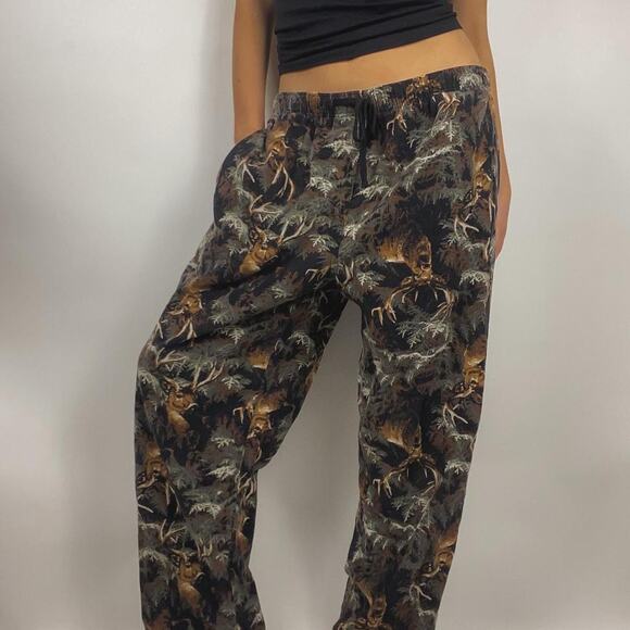 Vintage y2k deer camo print fleece cozy loungewear pants - Picture 1 of 5